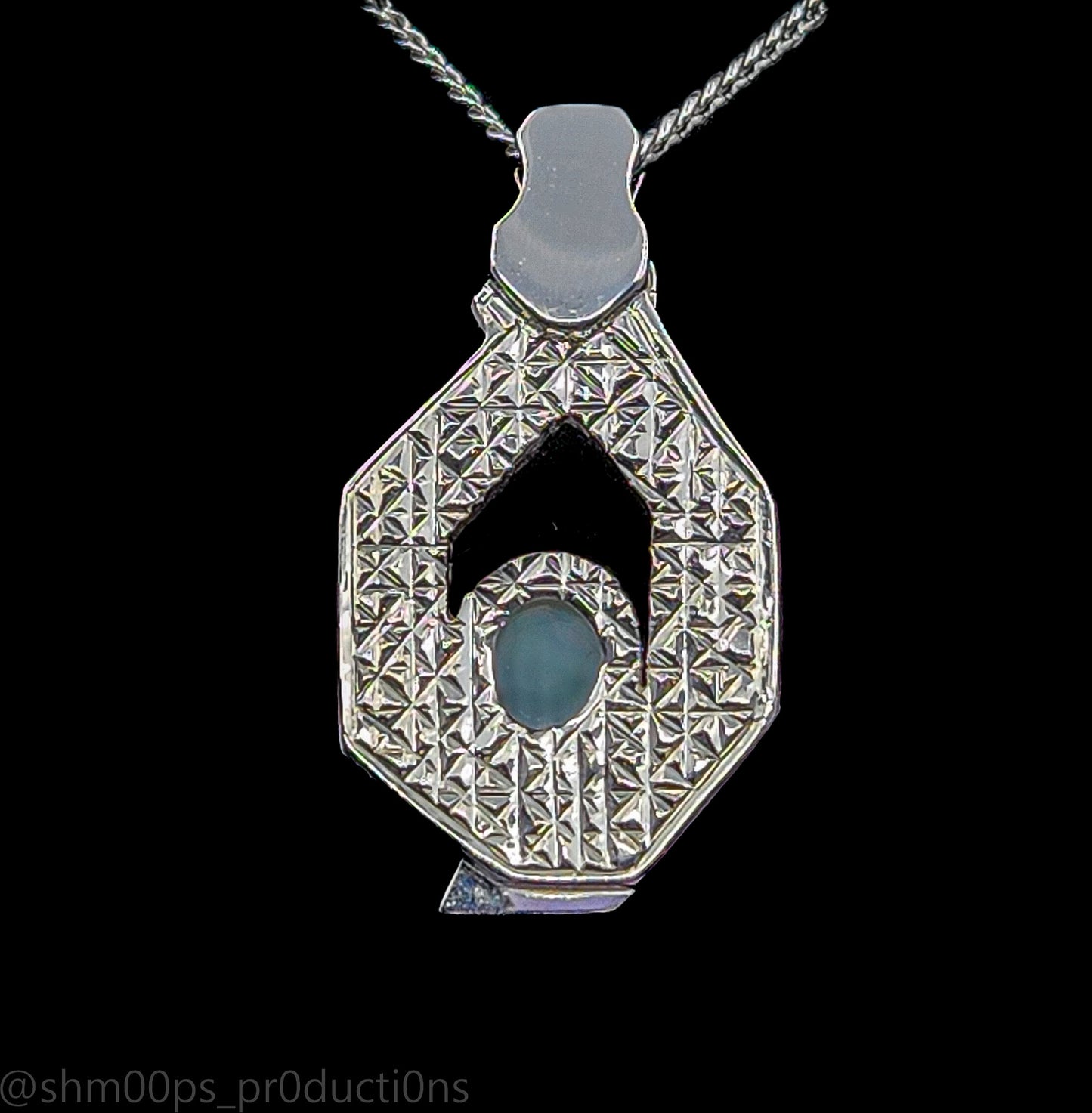 Sterling Silver Australian Opal Pendant Accented with Sapphire, diamond, and tsavorite garnet