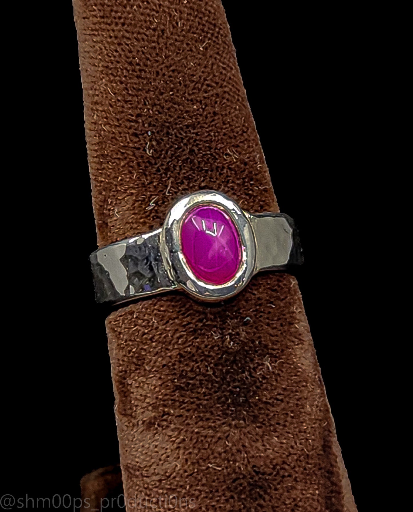 Sterling Silver Lab Brown Star Ruby Ring