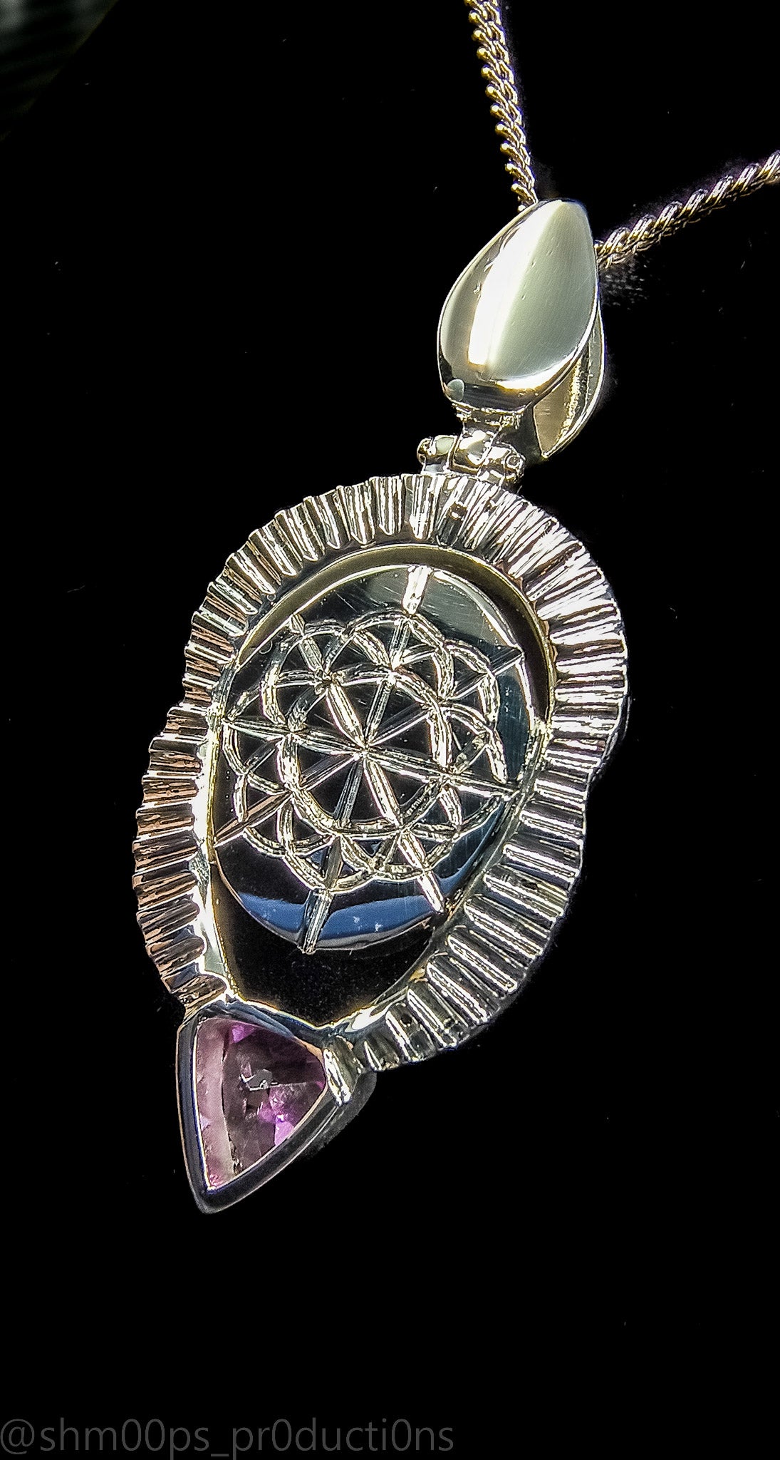 "Orchid Glow: Burmese Lavender Jade & Rubellite Tourmaline Pendant"