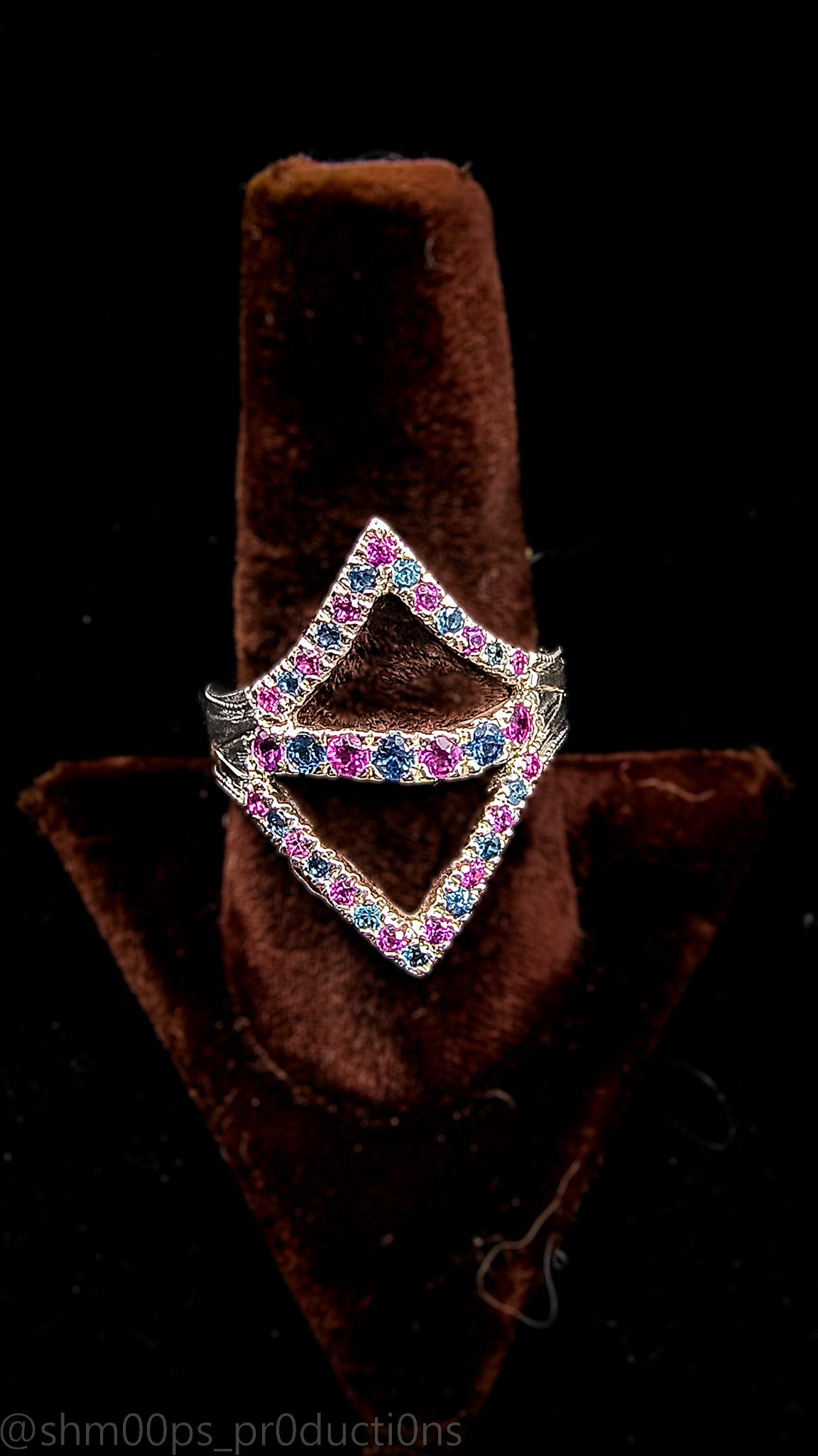 Sterling Silver Sapphire and Pink Tourmaline Ring – Size 9¼