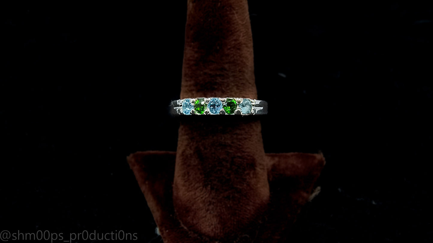 Sterling Silver Topaz and Chrome Diopside Ring