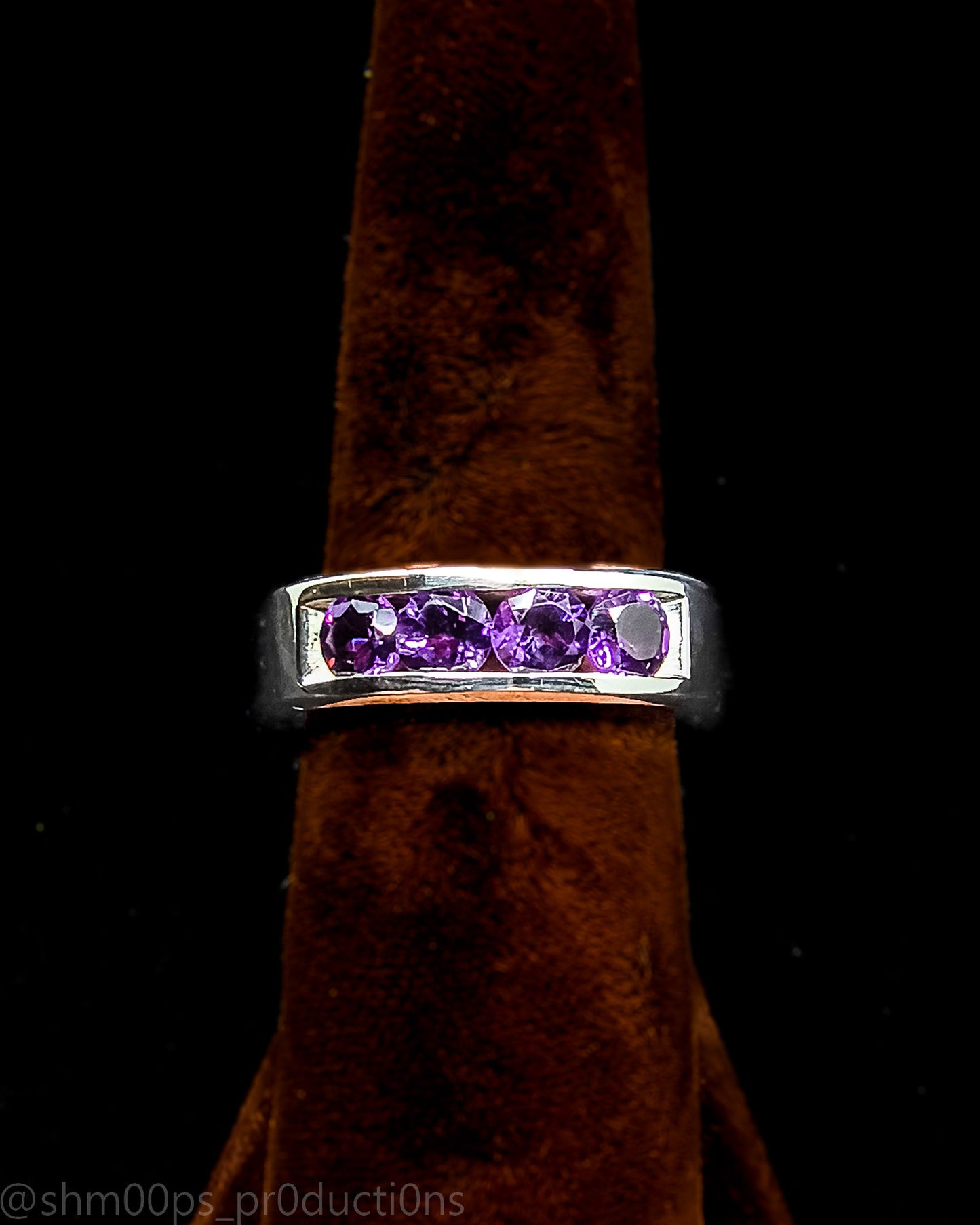 Sterling Silver Channel Set Amethyst Ring