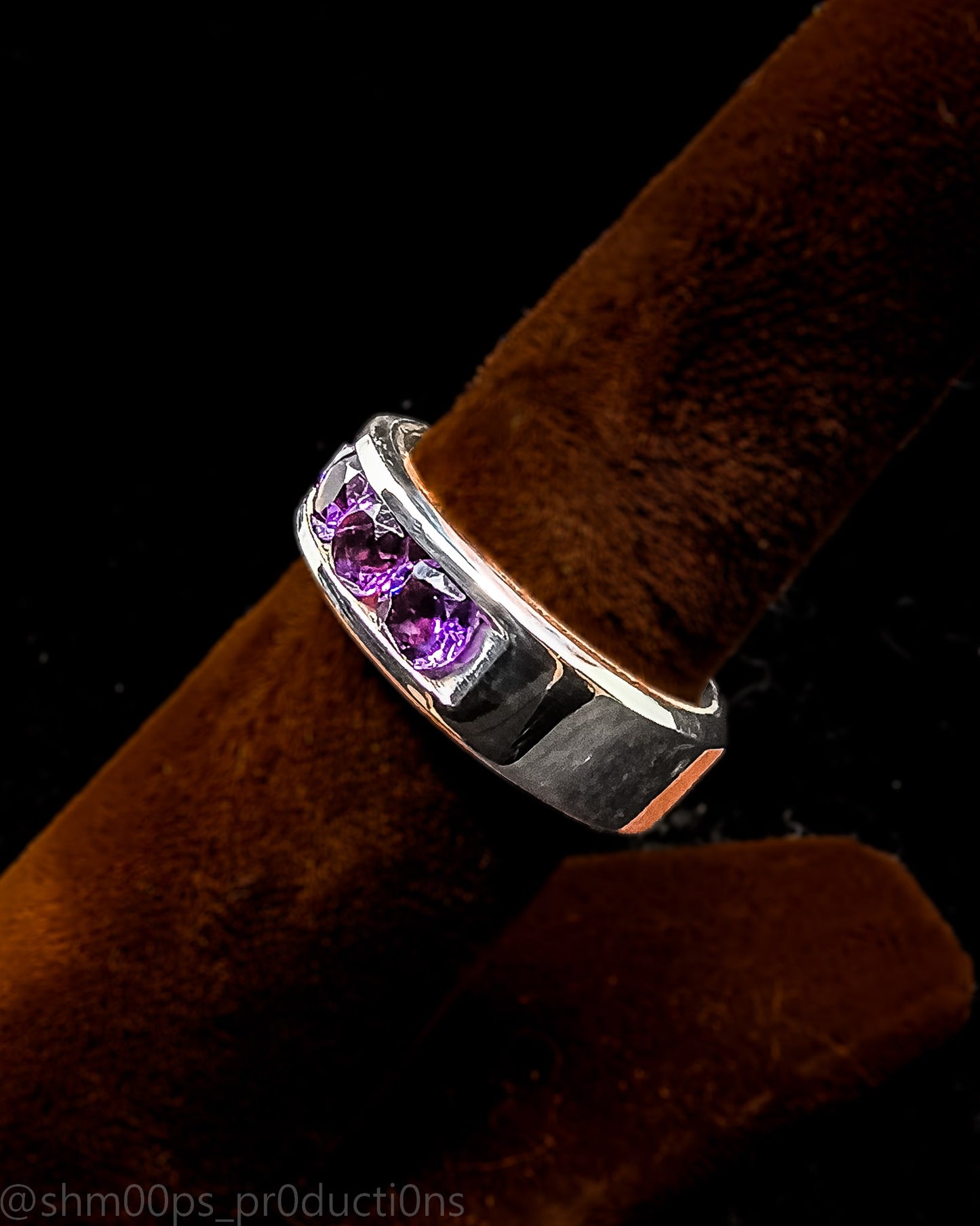 Sterling Silver Channel Set Amethyst Ring