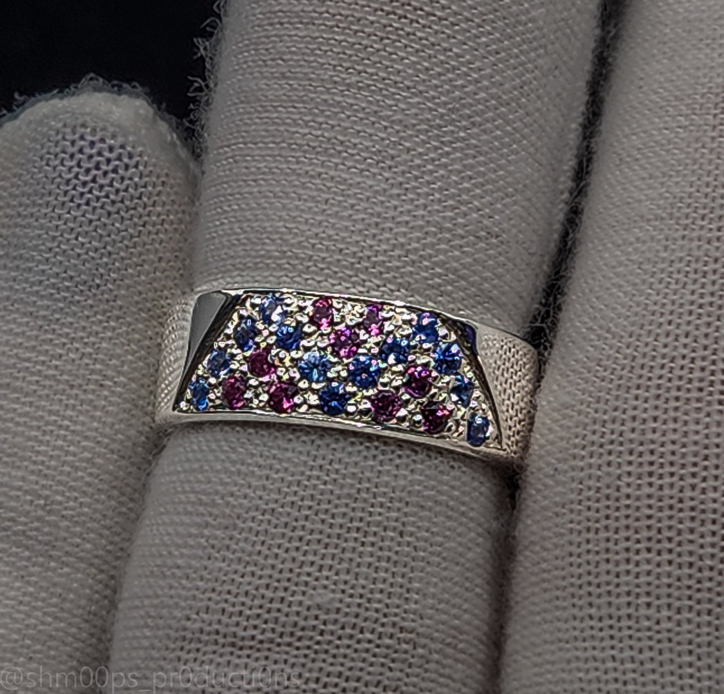 Sterling Silver Pave Style Sapphire and Rhodolite Garnet Ring