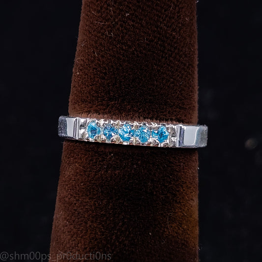 Petite Sterling Silver Stackable Ring with Brilliant Blue Topaz – Size 4