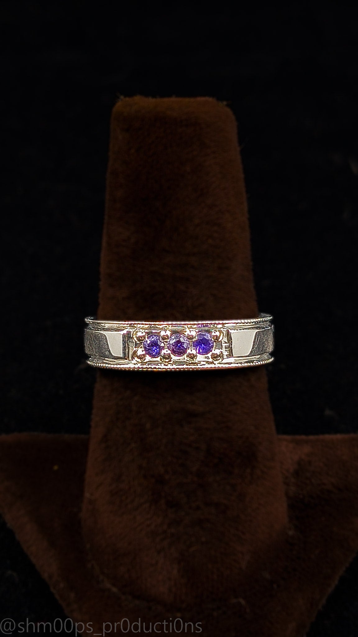 Sterling Silver Purple Sapphire Band with Milgrain Detailing – Size 7 3/4