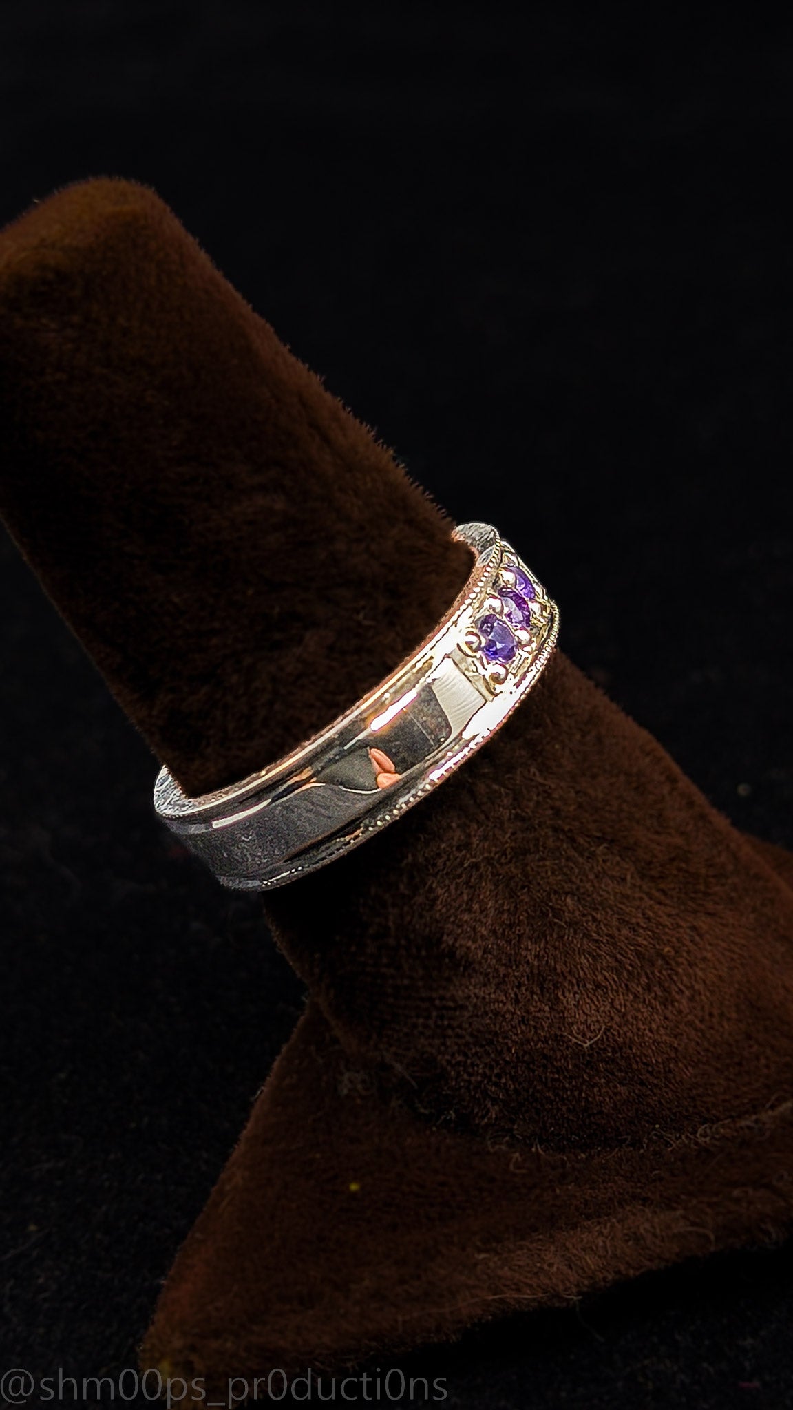 Sterling Silver Purple Sapphire Band with Milgrain Detailing – Size 7 3/4