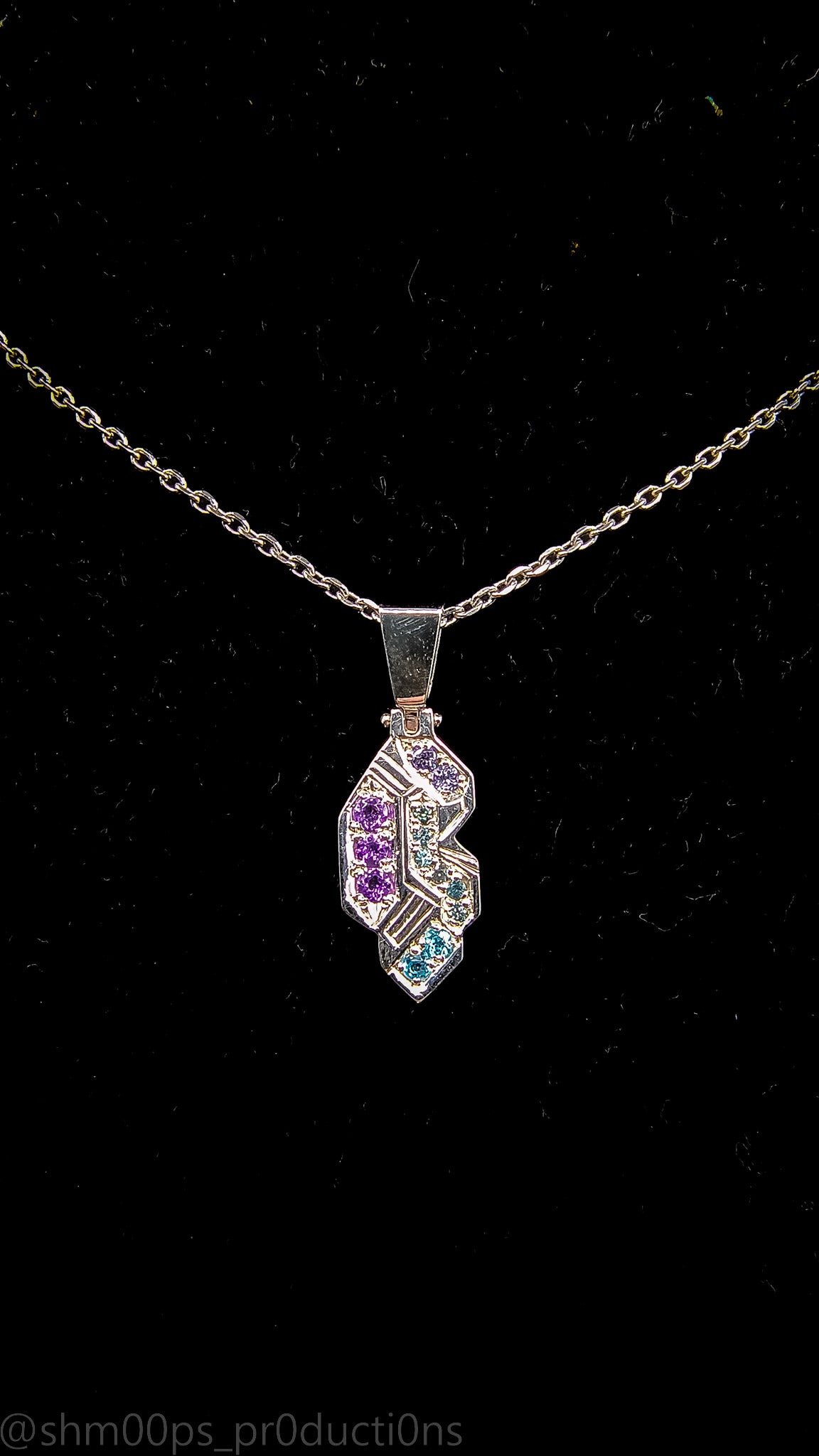 Sterling Silver Mini Tag with Sapphire, topaz and amethyst