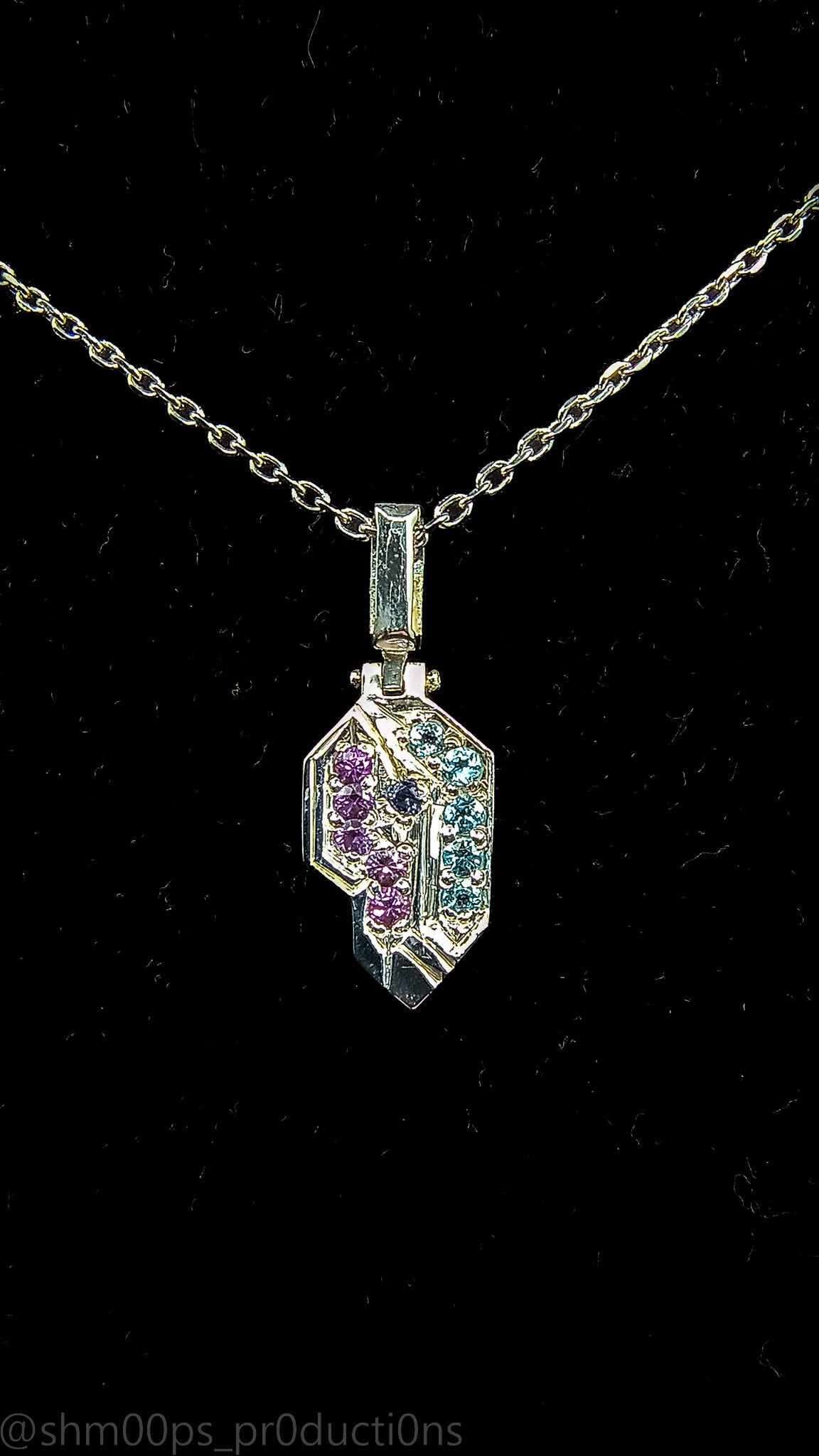 Sterling Silver Micro Tag with Sapphire and Topaz