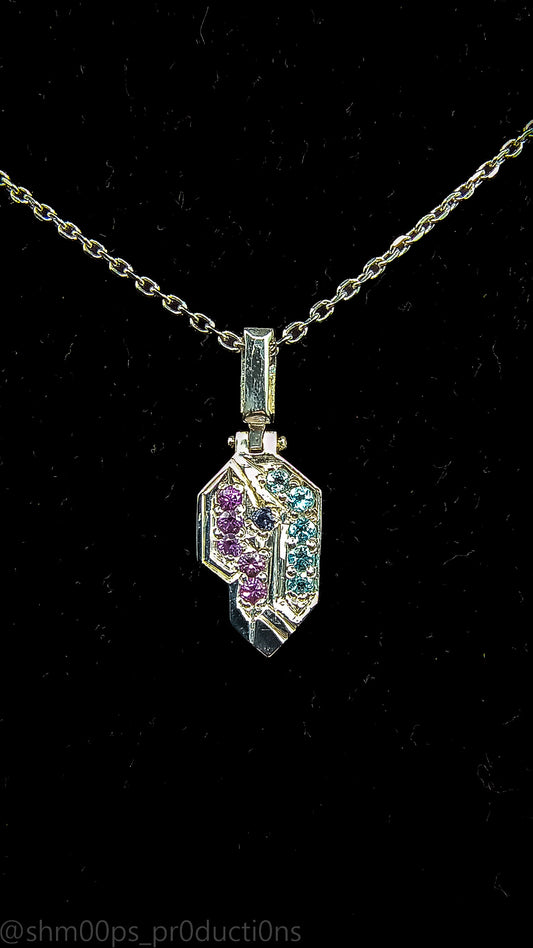 Sterling Silver Micro Tag with Sapphire and Topaz