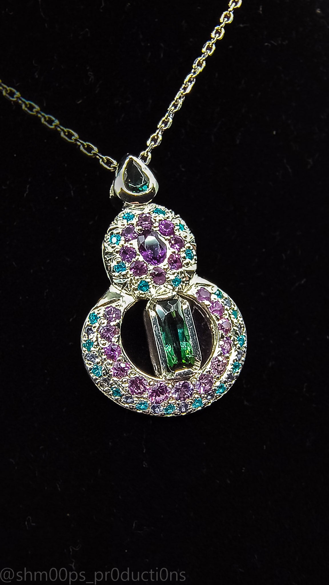 Tourmaline and Color-Change Sapphire Statement Pendant