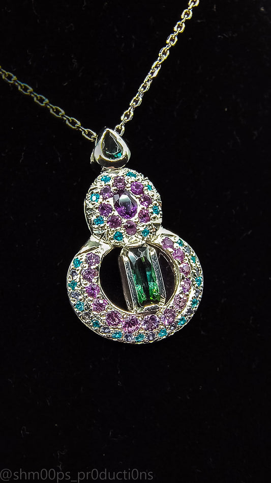 Tourmaline and Color-Change Sapphire Statement Pendant
