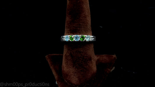 Sterling Silver Topaz and Chrome Diopside Ring