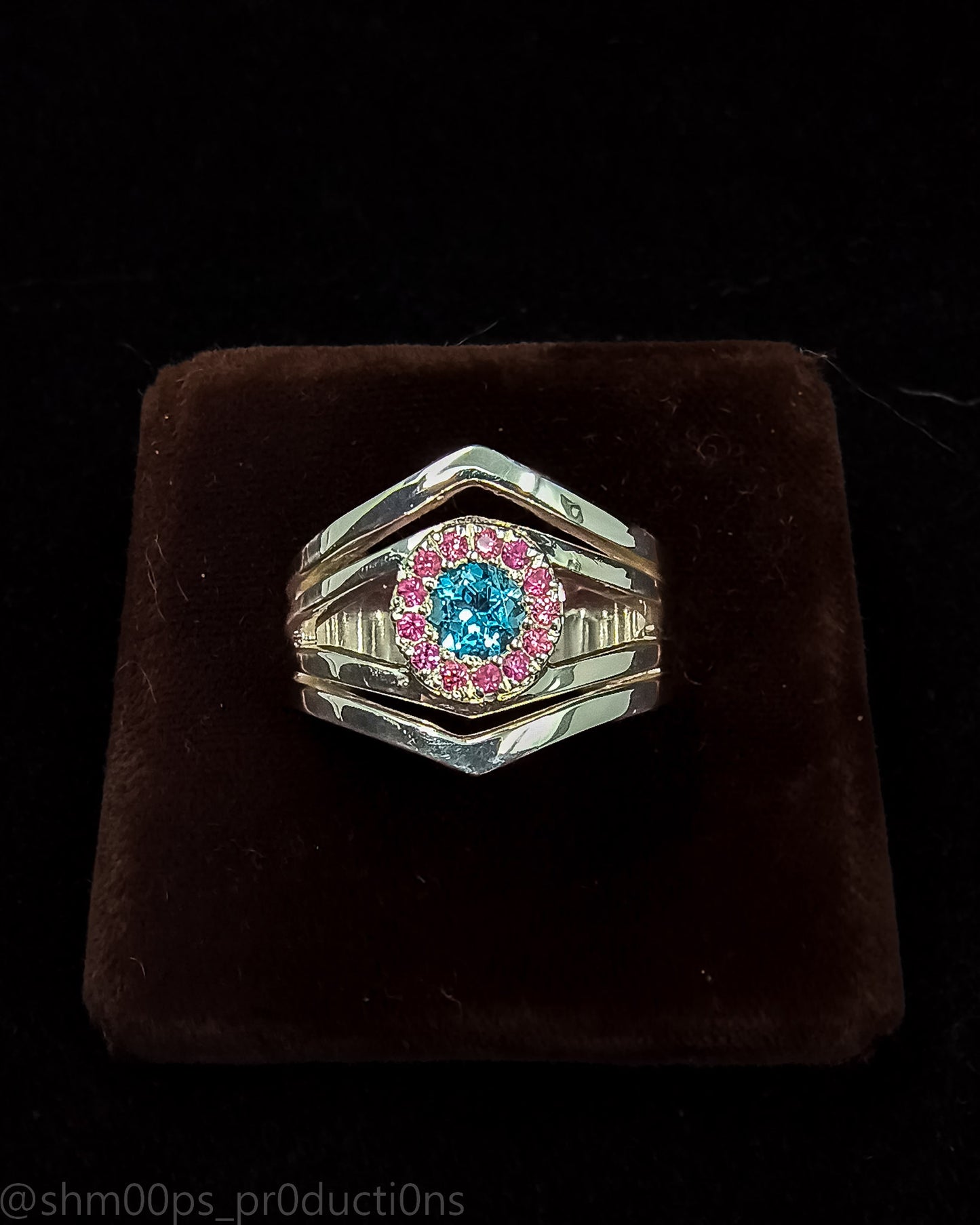 Blue Topaz and Ruby Sterling Silver Ring